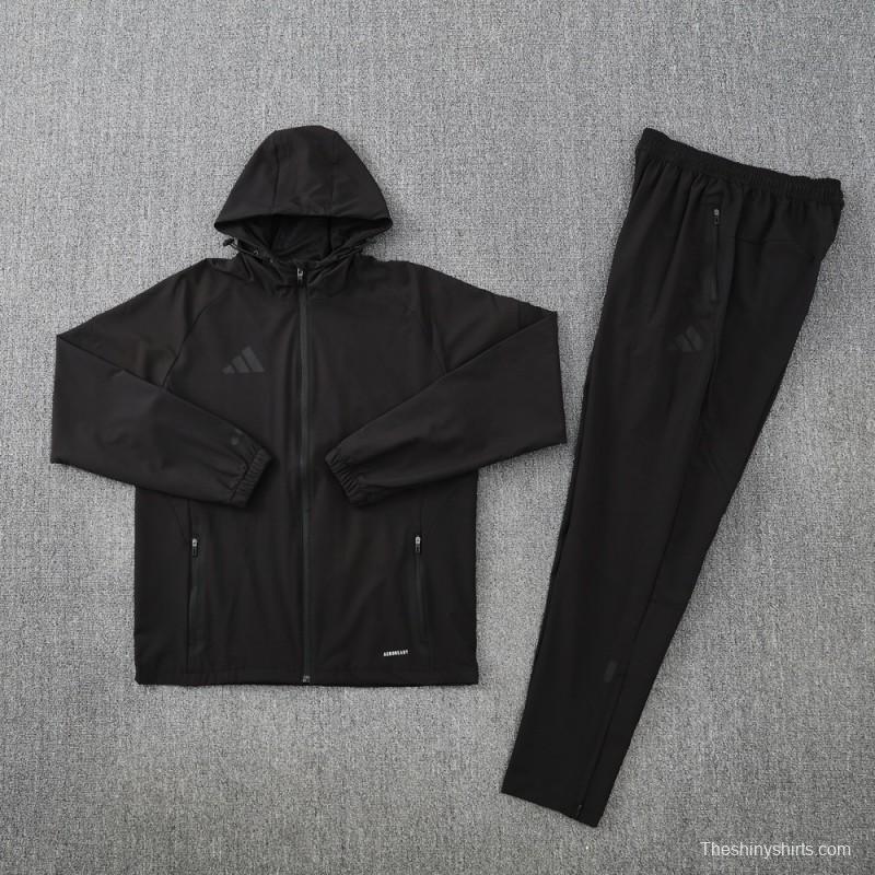 25/26 Adidas Black Hoodie Full Zipper Jacket + Long Pants