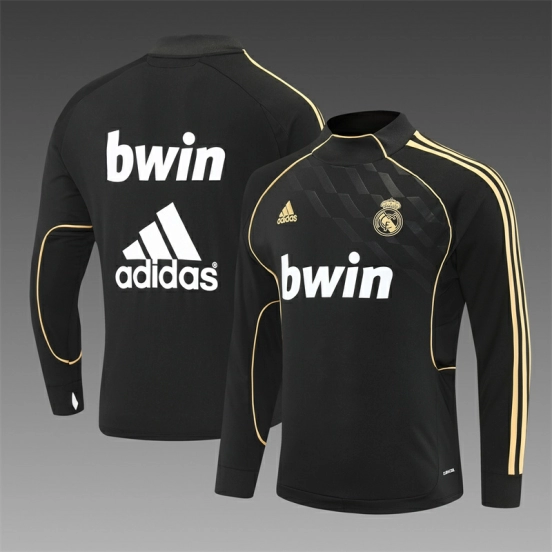 Retro 11/12 Real Madrid Black Half Zipper Jacket+Long Pants
