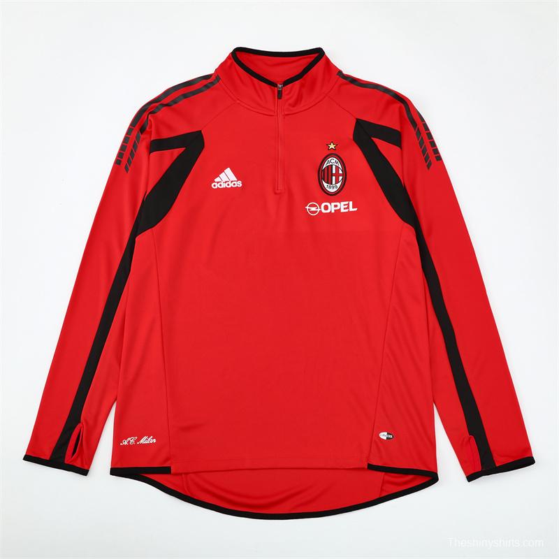 Retro 05/06 AC Milan Red Half Zipper Jacket+Long Pants