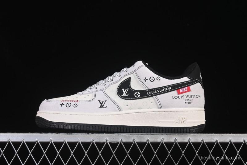 Nike Air Force 1 '07 Low LV Collaboration Black Swoosh Woven Label Casual Sneakers - CX5050-Y23