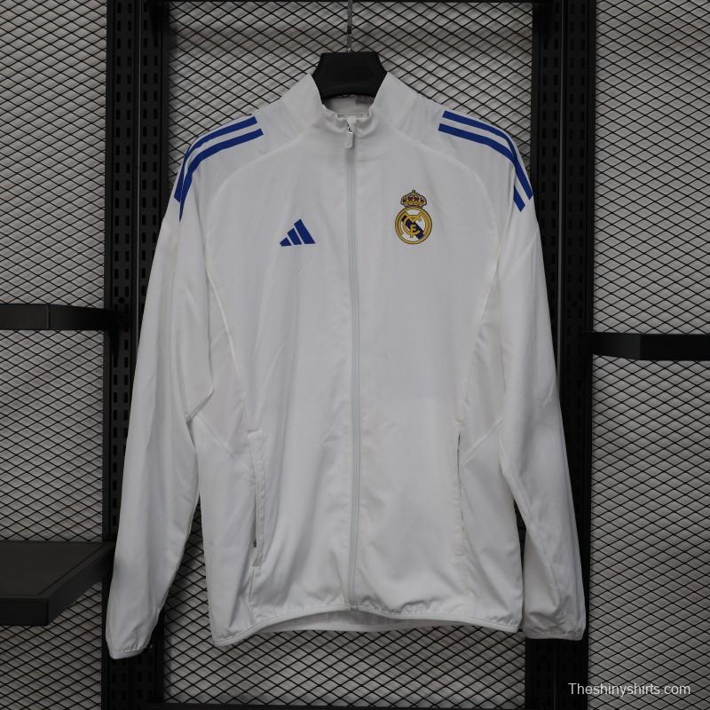 25/26 Real Madrid WHITE Windbreaker (with Inner Lining)