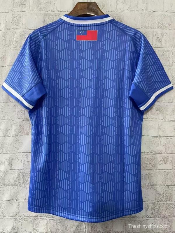 2026 Samoa Rugby League Blue with Traditional Polynesian Pattern Jersey