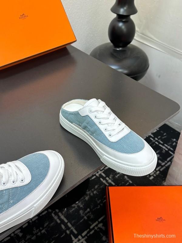 Hermès Deep Series Couple's White Sneakers Casual Skate Shoes - AS00320