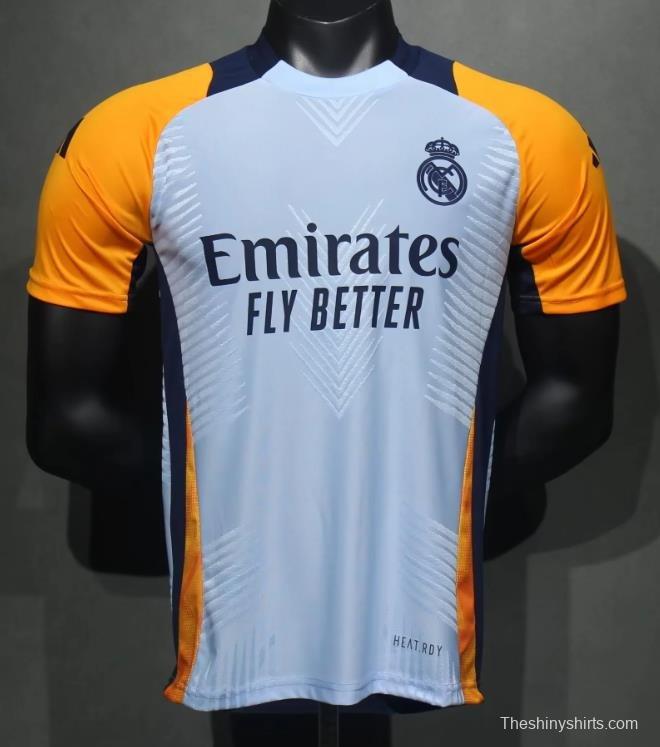 Player Version 24/25 Real Madrid Light Blue/Yellow Pre-Match Jersey