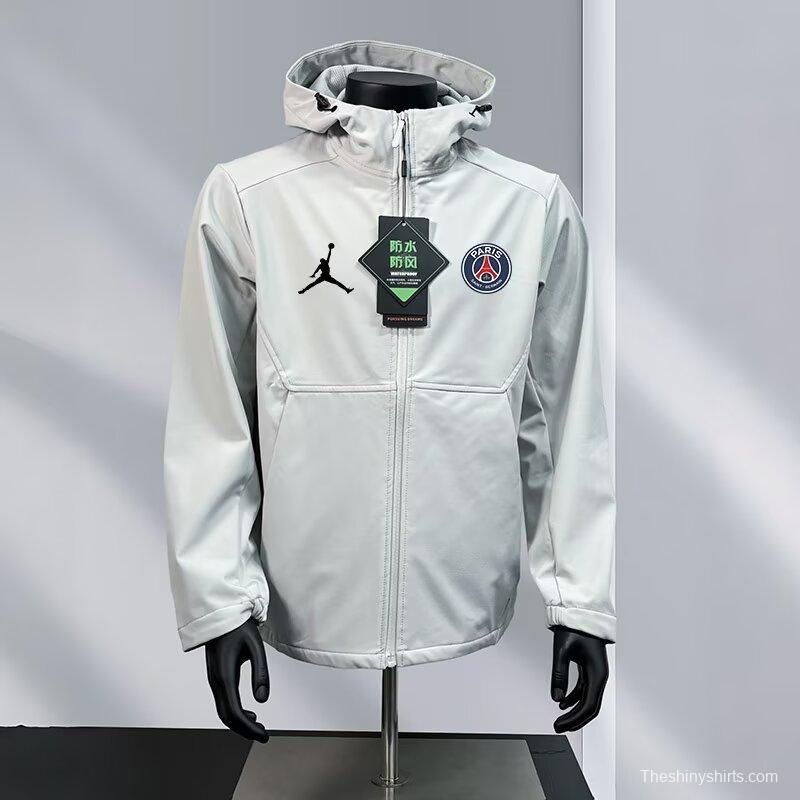 25/26 PSG White/Navy/Black/Olive Green Jordan Hooded Jacket