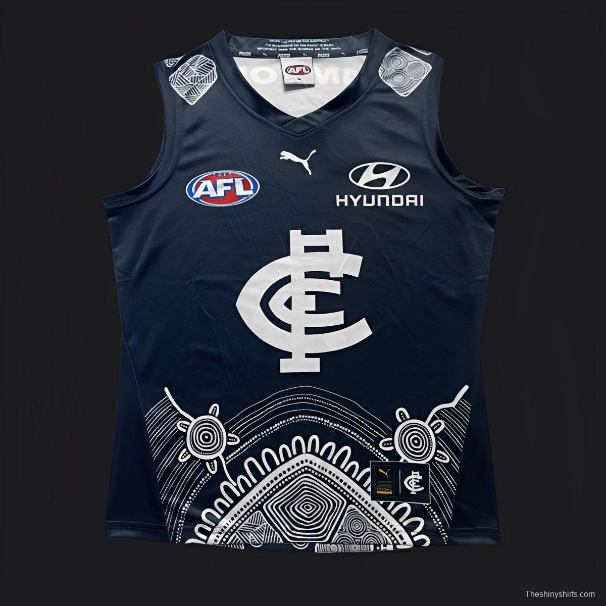 25/26 Carlton Blues Navy with White Aboriginal Art Jersey