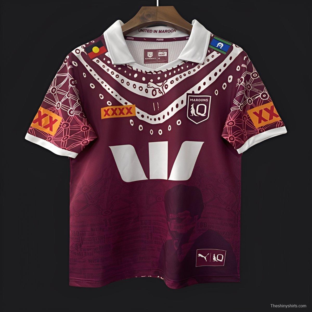 026 Queensland Maroons Maroon with Indigenous Cultural Pattern Jersey